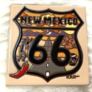 Rt. 66 Highway Sign New Mexico Trivet Wall Hanging 1999 Made in Tucson AZ